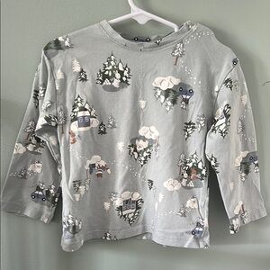 H&M Gray Long Sleeve Tee with Playful Print